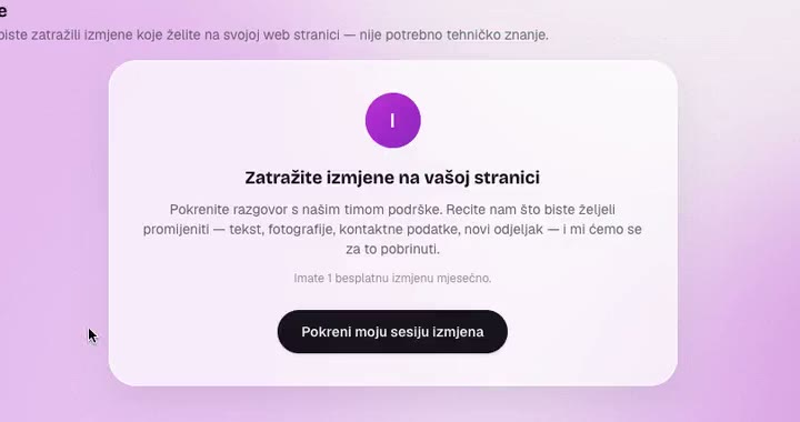 Kartica Zatražite izmjene na vašoj stranici s crnim gumbom