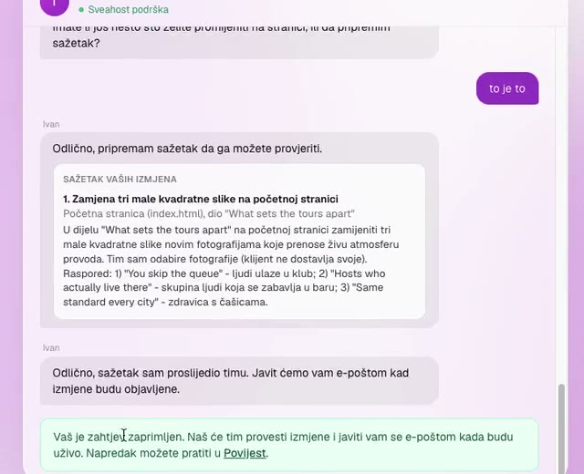 Zelena poruka: vaš je zahtjev zaprimljen